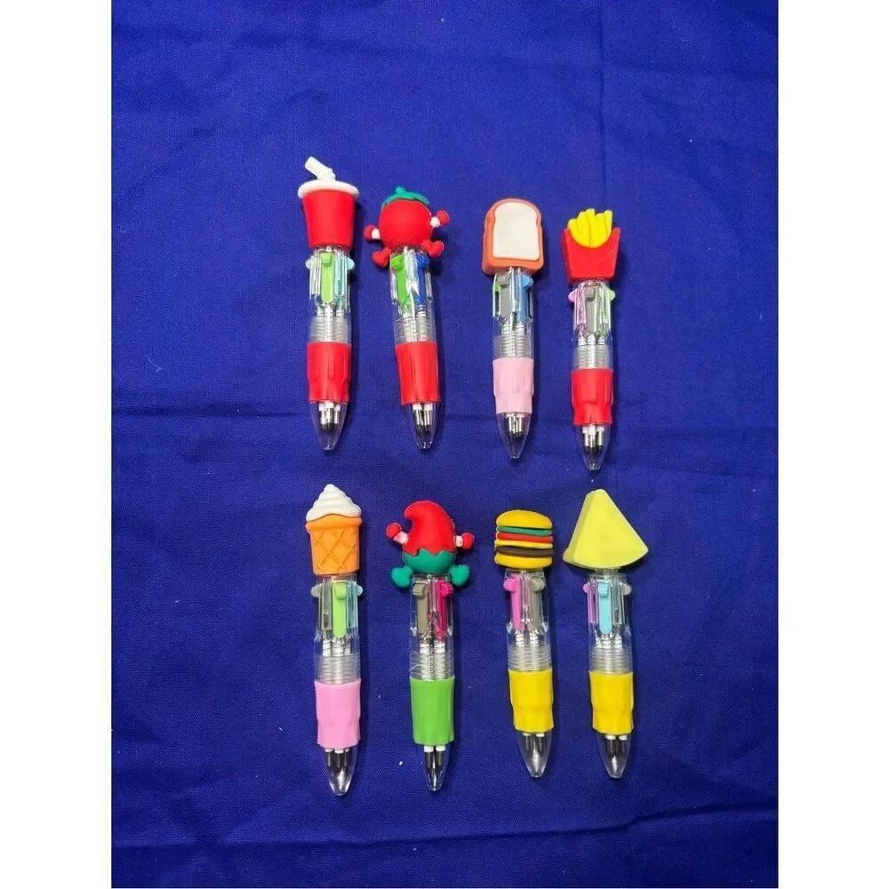 New Multi-Color Novelty Multi-Color Cartoon Food Multi-Function Pens Set of 8